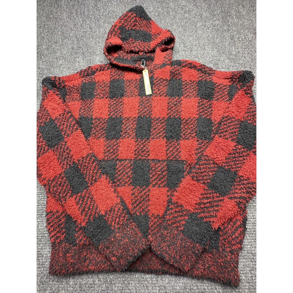 Skims Cozy Hoodie Womens Small Hooded Pullover Soft Fuzzy Buffalo Check Plaid